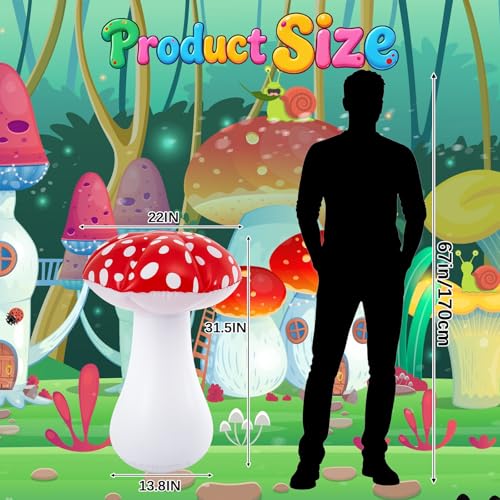 Rossesay 2 Pcs LED Inflatable Mushroom (Red) Garden Decor