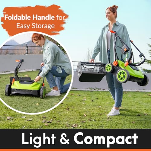 Electric Artificial Grass Sweeper, 15-Inch Turf Broom with 11-Gallon Bag