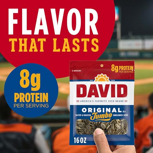 David Jumbo Sunflower Seeds Original Flavor 16 oz Pack of 1 – Salty Roasted Snack