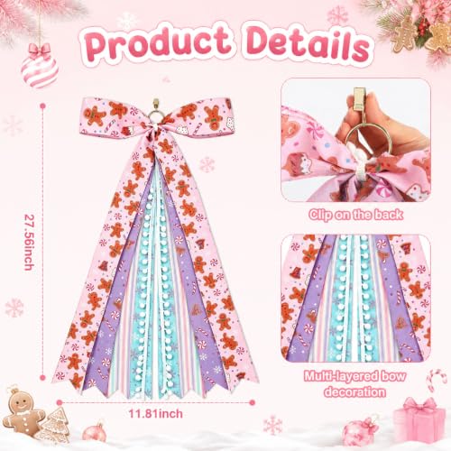 2 Pack Pastel Christmas Wreath Ribbon Bows for Front Door - Wavyknot