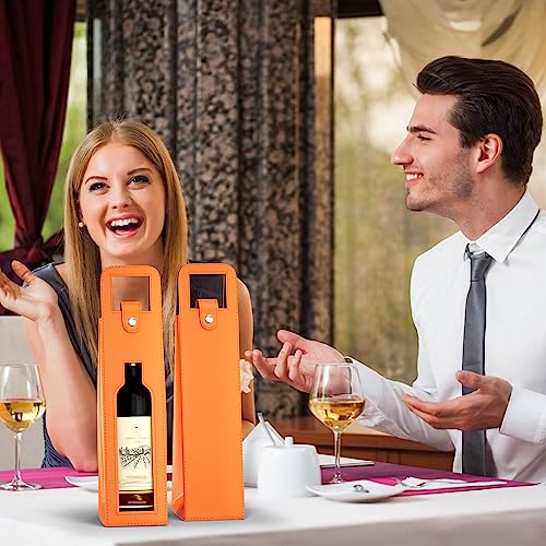 Reusable PU Leather Single Wine Bottle Tote Bag with Metal Clasp