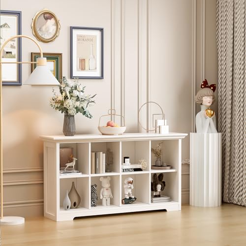 8-Cube Open Bookcase, 2-Tier Low Storage Cabinet with Curved Base