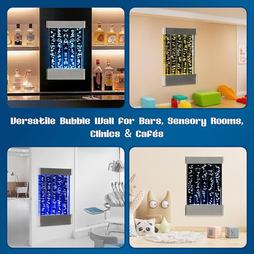 24x16 Inch Wall-Mounted LED Bubble Wall Sensory Water Panel with App Control