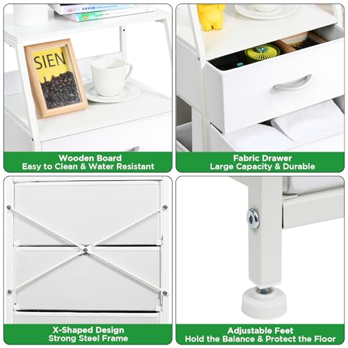 5-Drawer Tall Fabric Dresser with Wood Top and Steel Frame