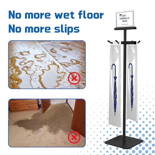 Umbrella Bag Stand with 200 Disposable Bags, Heavy-Duty Metal Holder