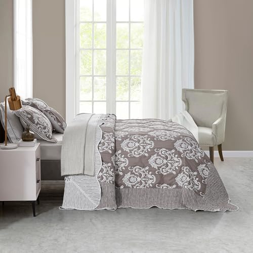 Alaskan King Oversized Bedspread Set - 5-Piece Reversible Quilt (138x122)
