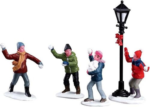 Lemax Christmas Village - Snowball Fight Set of 4 | Festive Holiday Decor