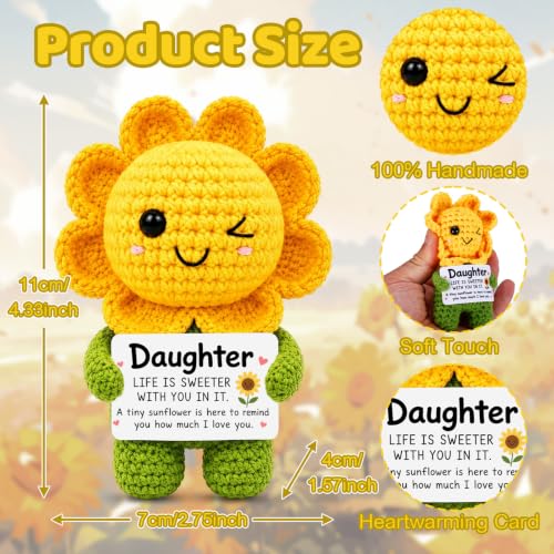 Crochet Sunflower Keepsake Doll - Heartfelt Daughter Gift from Mom & Dad
