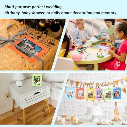 50 Pack 4x6 Paper Picture Frames with Wooden Clips and Hanging String
