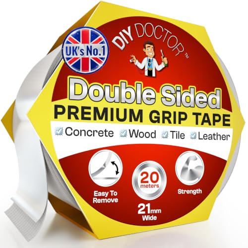 Heavy Duty Double Sided Carpet Tape - 20m x 21mm Extra Strong Rug Adhesive