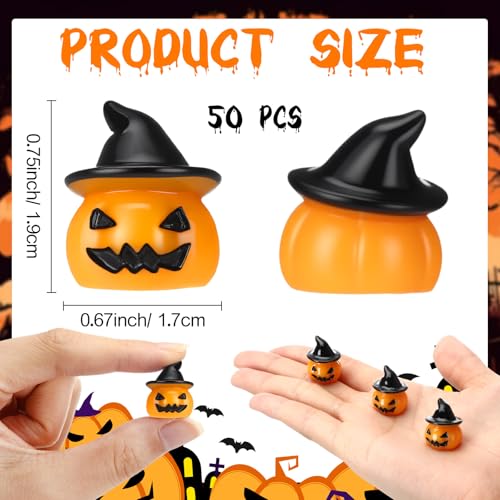 50 Pcs Halloween Mini Pumpkin Figurines - Tiny Resin Ghost Table Decor