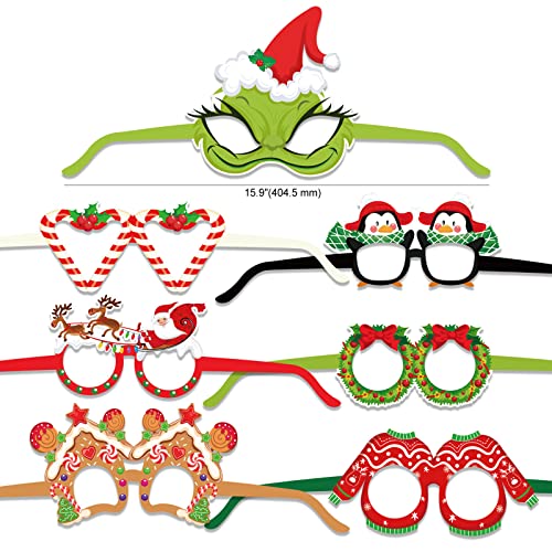 Christmas Paper Eyeglasses 30 Pack - Holiday Party Costume Accessories