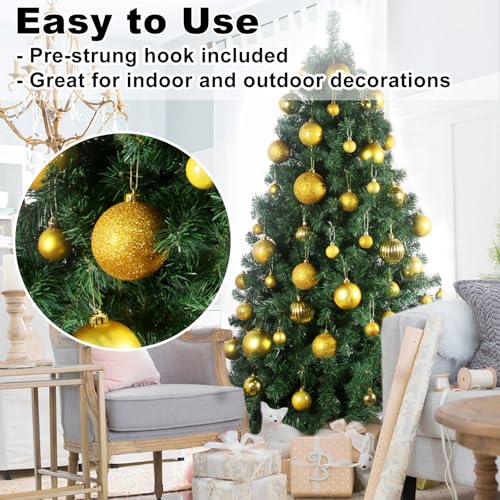 Gold Shatterproof Christmas Tree Ornaments - 3.2 Inch Large Hanging Balls (Set of 24)