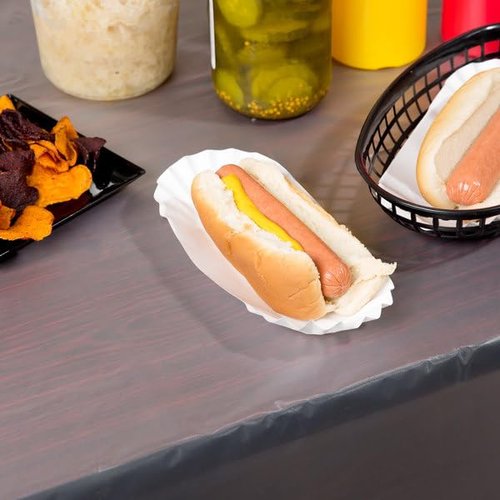 500 Paper Hot Dog Trays | White Hot Dog Wrappers | 8 Inch Hotdog Tray Holders Plates | Disposable Fluted Hotdog Boats | Hotdog Container - Concession Stand Trays - Hot Dog Cart Accessories