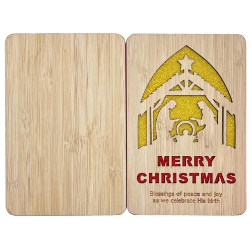 Celebrate His Birth Wooden Christmas Greeting Card with Envelopes - Religious Holiday Decoration