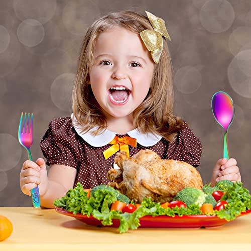 6-Piece Toddler Utensils Rainbow Stainless Steel Fork and Spoon Set