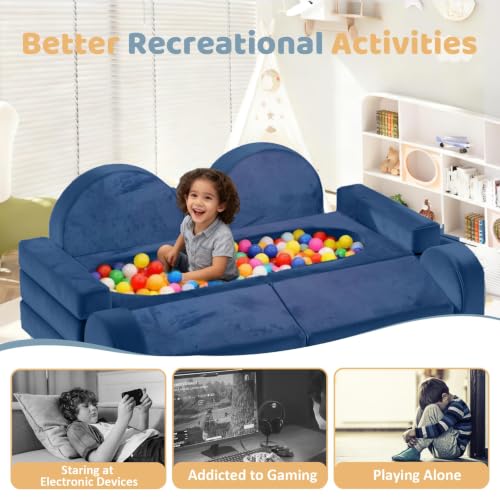 12-Piece Modular Kids Play Couch, Convertible Foam Toddler Sectional Sofa