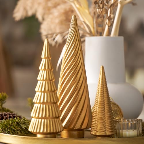 DN DECONATION Spiral Resin Christmas Tree Decorations, 3 PCS for Desk