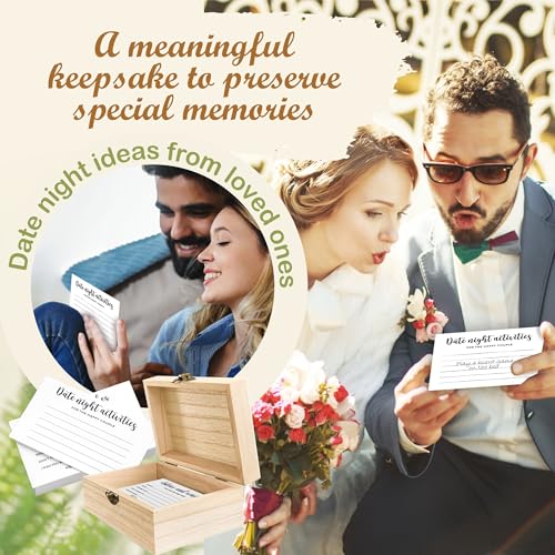 Wedding Advice and Wishes Cards with Wooden Keepsake Box, 50-Pack