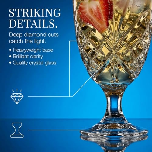 Godinger Dublin Crystal 16oz Water Goblets Set of 4 Elegant Lead-Free Glassware