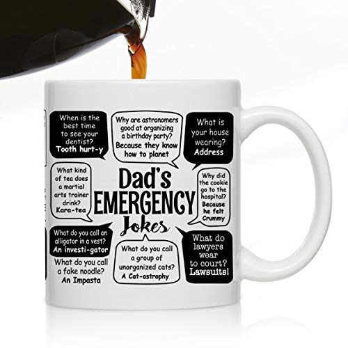 Funny Dad Coffee Mug - Wrap Around Dad Jokes Gift for Fathers Birthday