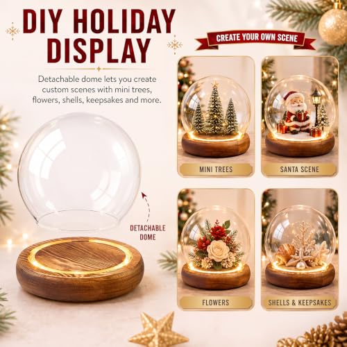 Funtery 6 Pcs 3.15 Inch Christmas Glass Display Dome Cloche Globe