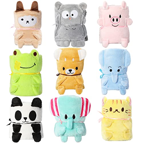 Boyiee 9 Pack Kids Animal Fleece Throw Blankets - Travel & Nap Size