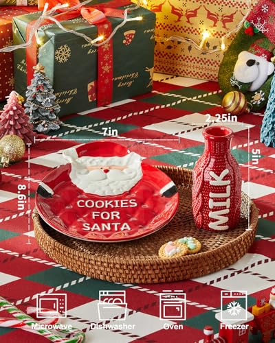 Cookies for Santa Plate and Milk Jug Set - Festive Holiday Ceramic Decor