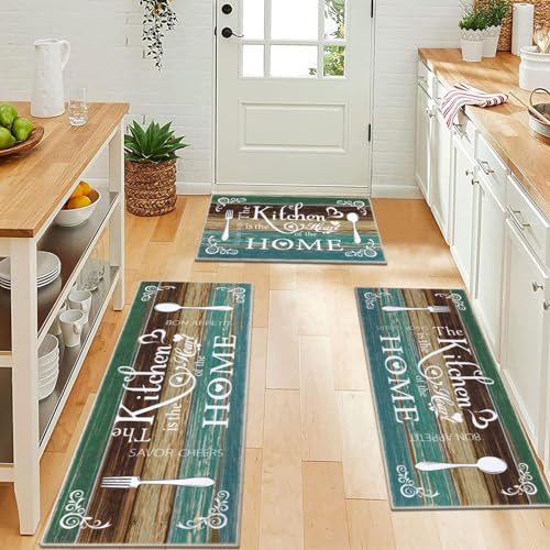3-Piece Boho Kitchen Rug Set, Washable Non-Slip Floor Mats for Kitchen