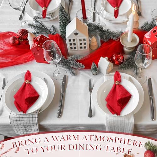 Set of 6 Red Jacquard Damask Christmas Cloth Napkins - Windkream