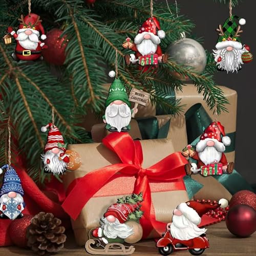24pcs Wooden Christmas Gnome Ornaments - Holiday Tree Decor & Crafts