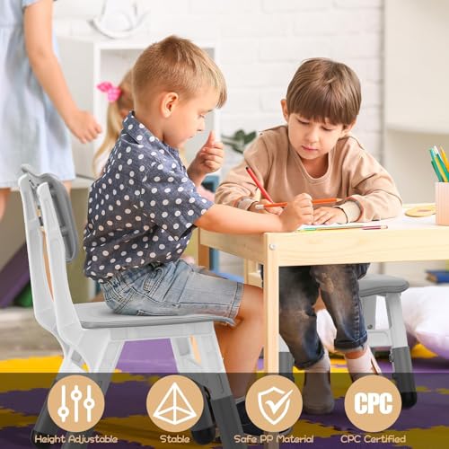 2-Pack Adjustable Kids Chairs, Ergonomic Plastic Seating for Playrooms
