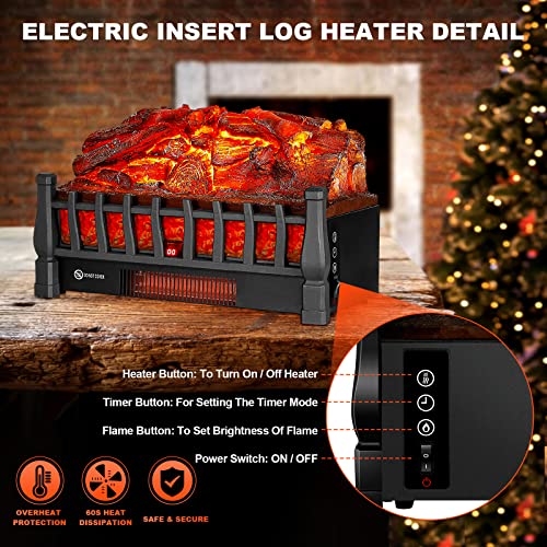Electric Fireplace Logs Insert with Remote Control and Adjustable Heat