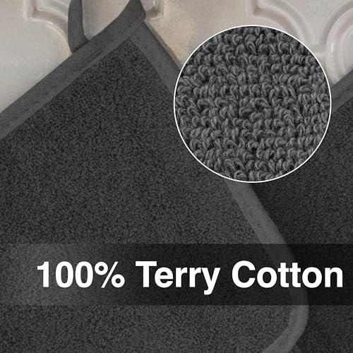 Heat-Resistant 100% Cotton Terry Potholder & Hot Pad Set (2-Pack, Graphite)