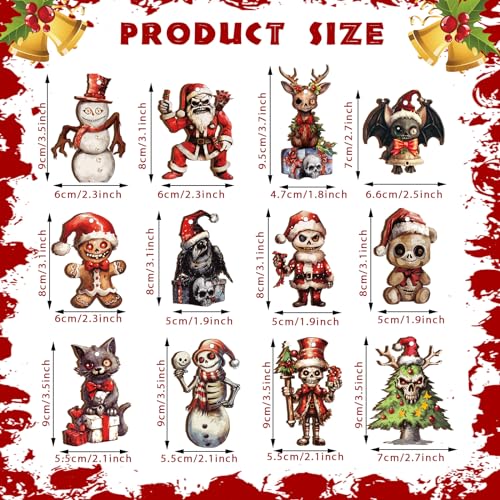 Soaoo 36 Pcs Christmas Horror Ornaments – Assorted Gingerbread Man, Snowman & More (12 Styles)