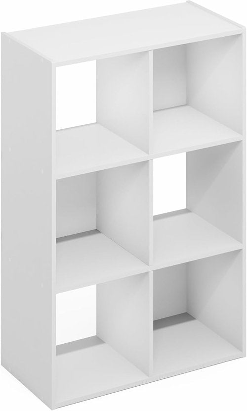 Furinno PELLI Bookshelf - 3x2 Cube Storage Organizer Cabinet | Plain White, Ideal for Living Room & Home Office