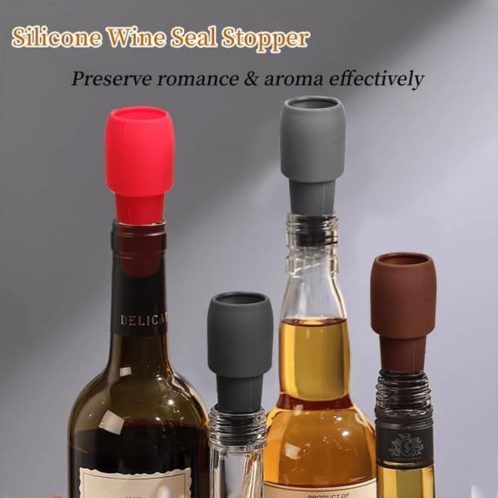 CLRZOL Reusable Silicone Sparkling Wine Bottle Stopper Set of 4 - Champagne & Prosecco Preservation
