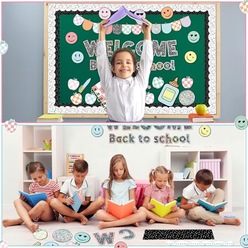 94-Piece Welcome Back to School Bulletin Board Set, Checkered Classroom Decor