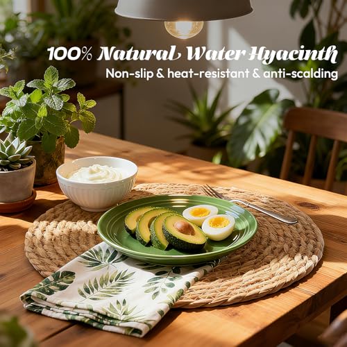 13-Inch Round Woven Placemats, Natural Rush Charger Plates Set of 12