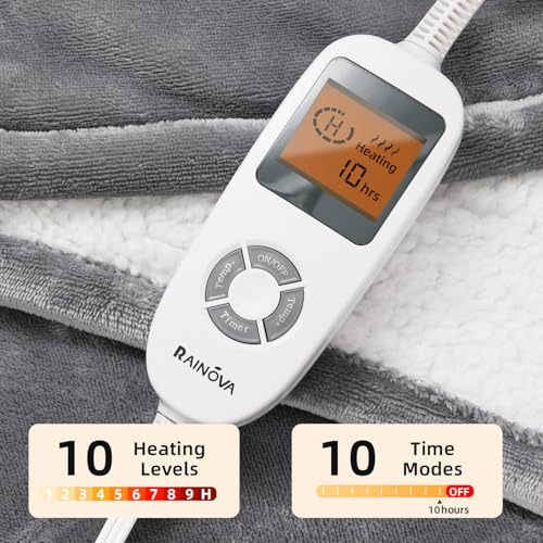 Electric Heated Throw Blanket, 50x60 Inches, 10 Heat Settings & Auto-Off