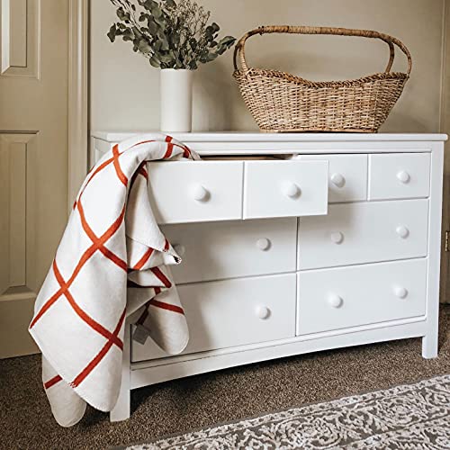 6-Drawer Nursery Dresser, White Wooden Storage Chest with Safety System