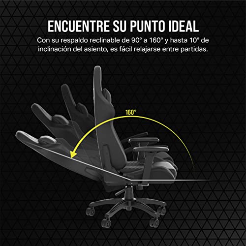 Relaxed Gaming Chair with Lumbar Support and Memory Foam Neck Pillow - Black