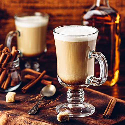 Irish Coffee Glass Mugs Set of 2 - Clear Latte & Cappuccino Cups, 7.75oz