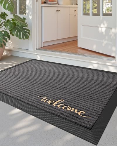Heavy Duty Front Door Mat 24x36 - Non-Slip Outdoor Entryway Rug
