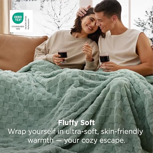 Bedsure GentleSoft Blankets Queen Size for Bed - Super Soft Cozy Blanket for Women Men Girls, Large Fuzzy Fleece Throw for Bedroom Decor, Sage Green, 90x90 Inches