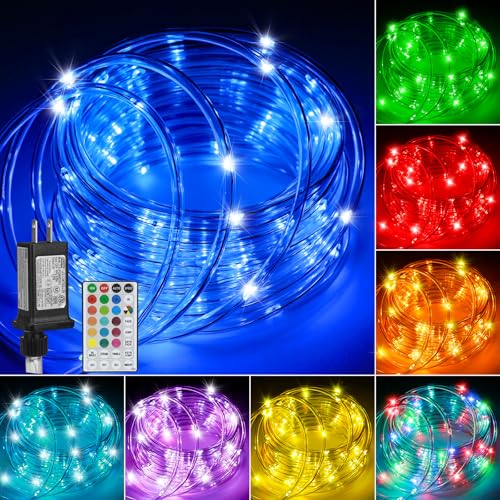 33ft RGB LED Rope Lights, 100LED Waterproof Color-Changing String Lights