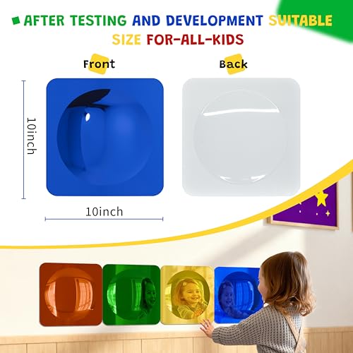 4PCS Sensory Bubble Mirrors 10x10 Inch, Shatterproof Wall Decor for Kids
