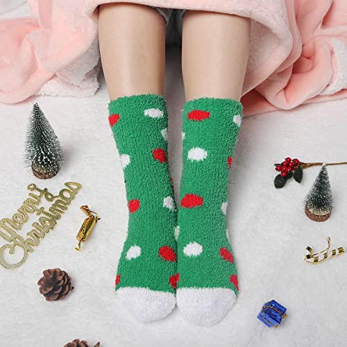 Christmas Color Fuzzy Cozy Slipper Socks for Women - Winter Warm Gifts