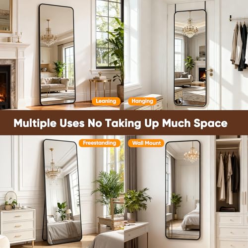 48x14 Inch Full Length Mirror, Over-the-Door or Wall Mounted Floor Mirror
