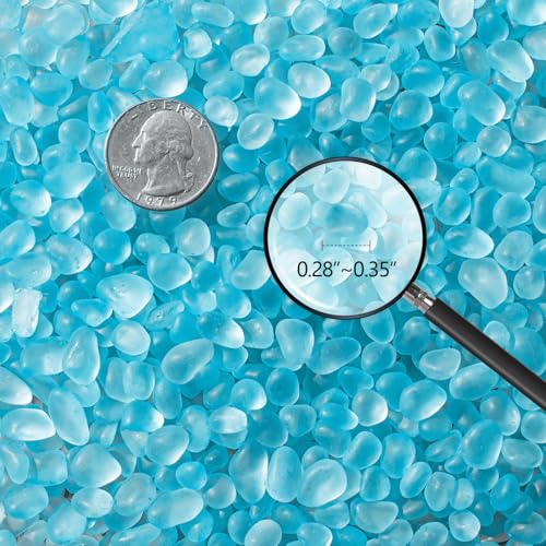 Ice Blue Frosted Sea Glass Pebbles for Aquariums & Vases - 8 oz (230g)